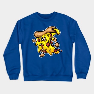 Speeding Pepperoni Pizza Character Cartoon Crewneck Sweatshirt